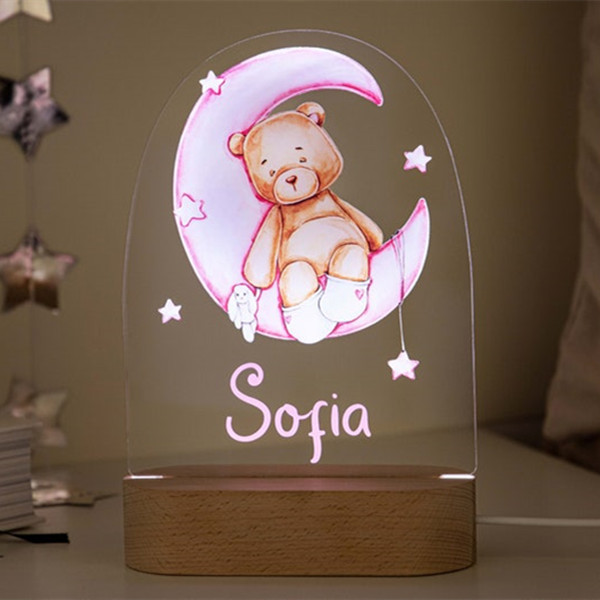 Veilleuse enfant décoration personnalisé avec le prénom au choix ours  ourson idéale naissance ou cadeau : par lesbolasdelola