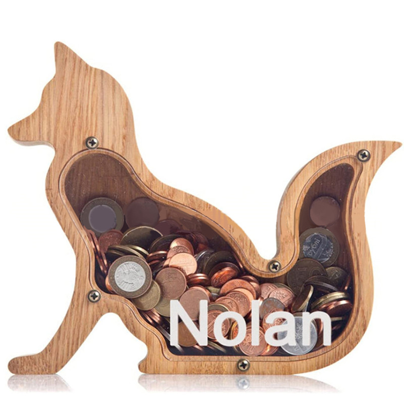 Tirelire animal en bois prénom personnalisée pour enfant